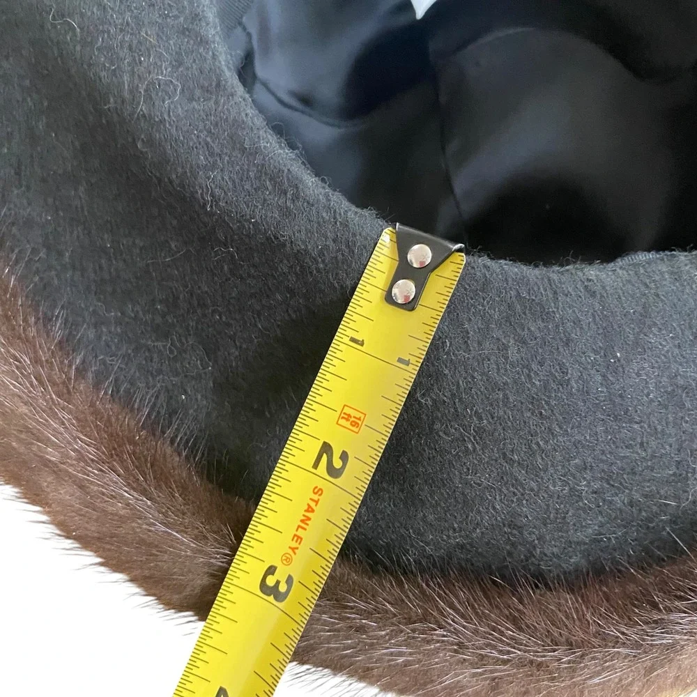 Vintage Evans Chicago‎ Brimmed Mink Fur Cloche Hat Glossy Mahogany Brown MCMLUXE